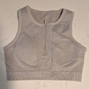 Offline Aerie Gray Women's Zip-Up Crop Top